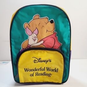 Vintage 90s Y2K Winnie The Pooh Wonderful World of Reading Backpack